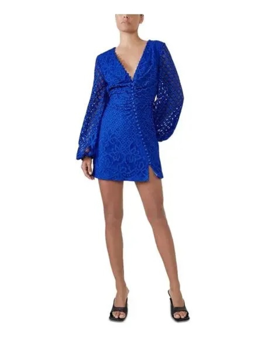 Bardot Cobalt Blue Lace Button-Accent Dress